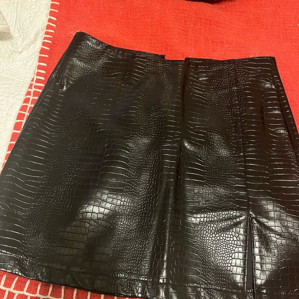 NWOT Black Croc leather skirt.